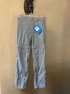 Sz M Columbia Youth (10-12) Light Gray Convertible Cargo Travel Pants NWT